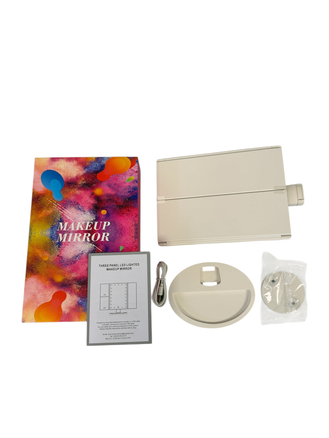 Tri-fold Lighted Makeup Mirror